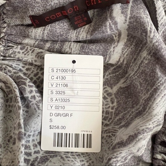 Anthropologie A Common Thread Orbweaver Maxi Dress 100% Silk Gray White Small - Picture 9 of 11